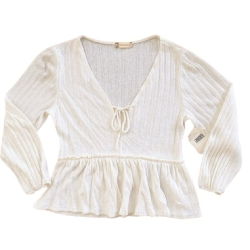 Altar’d State Ivory Tie FrontKnit Boho Fairy Top Long Sleeve NWT Size Small
